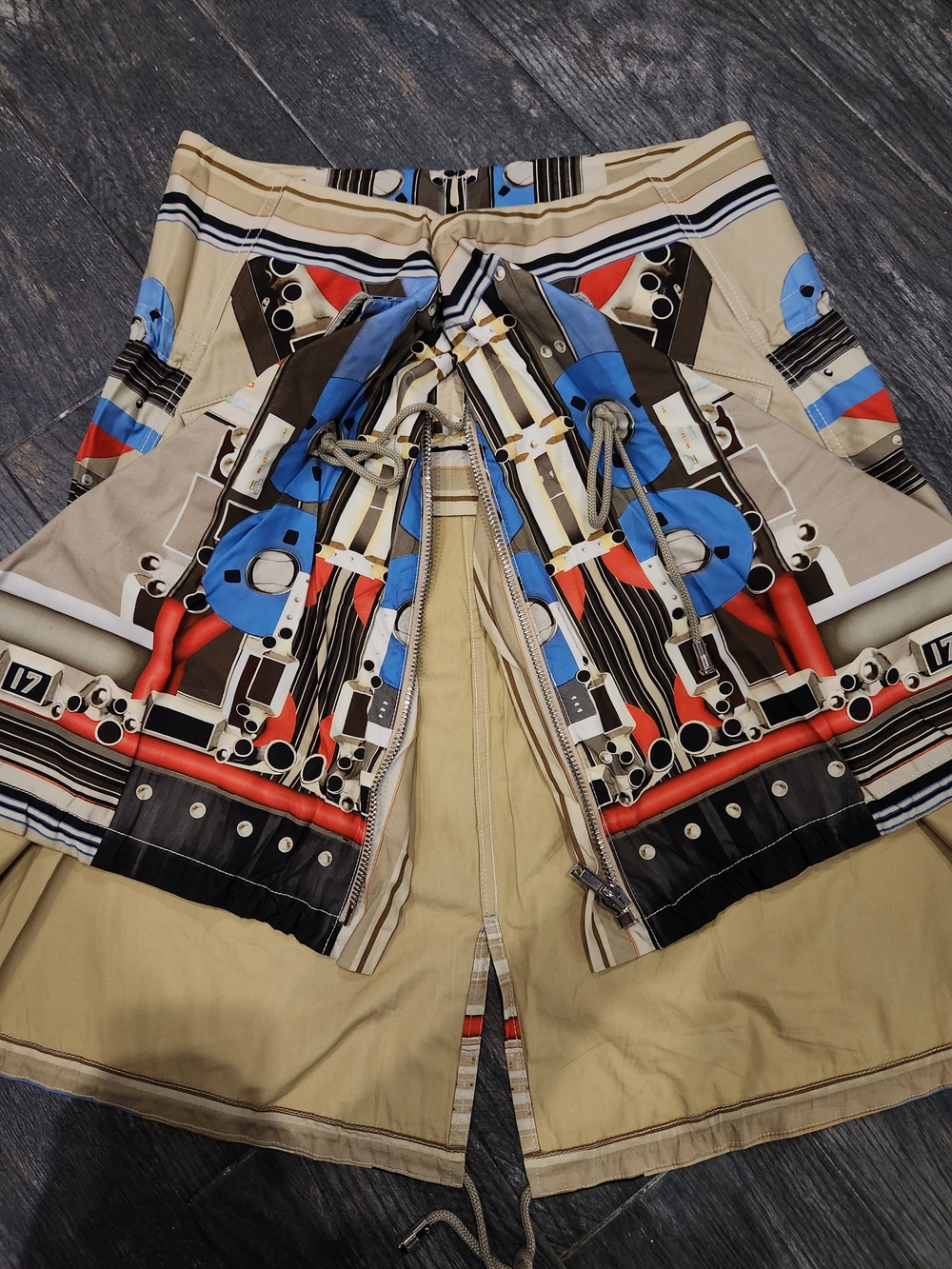 Givenchy Multicolor Geometric Drawstring Shorts Kilt - Picture 3 of 14